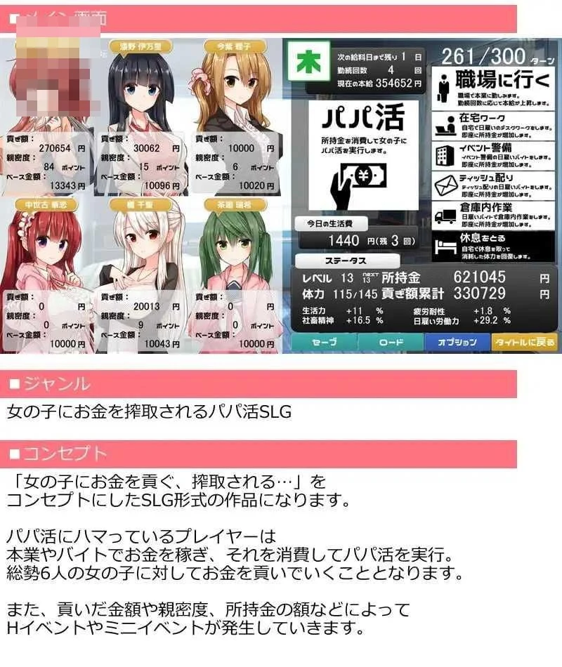 全员女主角都瞄准了你的钱包！～赚钱供奉女孩子的“爸爸活”SLG～ /pc/ [864m] {SLG}